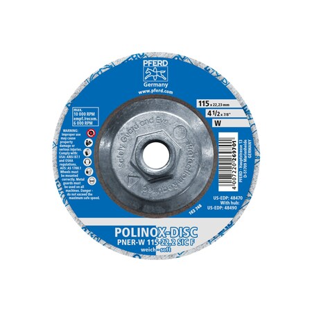 Pferd 4-1/2" POLINOX Unitized Disc Soft Type - T27 (Conical) 5/8-11 Thread, SiC Fine (W) 2SF 48490